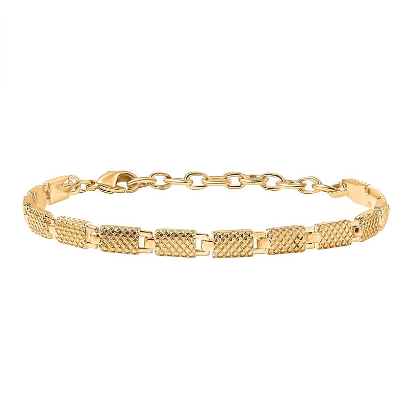 EverTrue Bronzella Collection Rectangular Dragon Scale Link Bracelet in 18K YG Plated Bronze (6.50-8.0In)