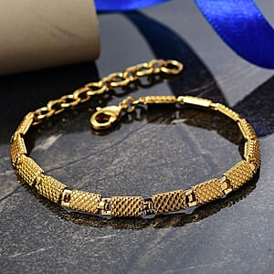 EverTrue Bronzella Collection Rectangular Dragon Scale Link Bracelet in 18K YG Plated Bronze (6.50-8.0In)