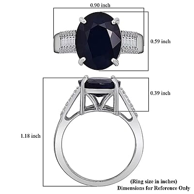 AAA Kanchanaburi Blue Sapphire (DF) and G-H SI Luxuriant Lab Grown Diamond 8.25 ctw Midnight Majesty Ring in 10K White Gold (Size 10.0)
