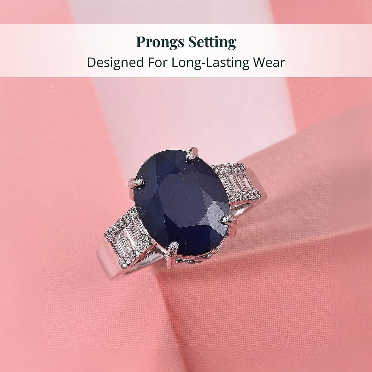 AAA Kanchanaburi Blue Sapphire (DF) and G-H SI Luxuriant Lab Grown Diamond 8.25 ctw Midnight Majesty Ring in 10K White Gold (Size 8.0)  image number 3