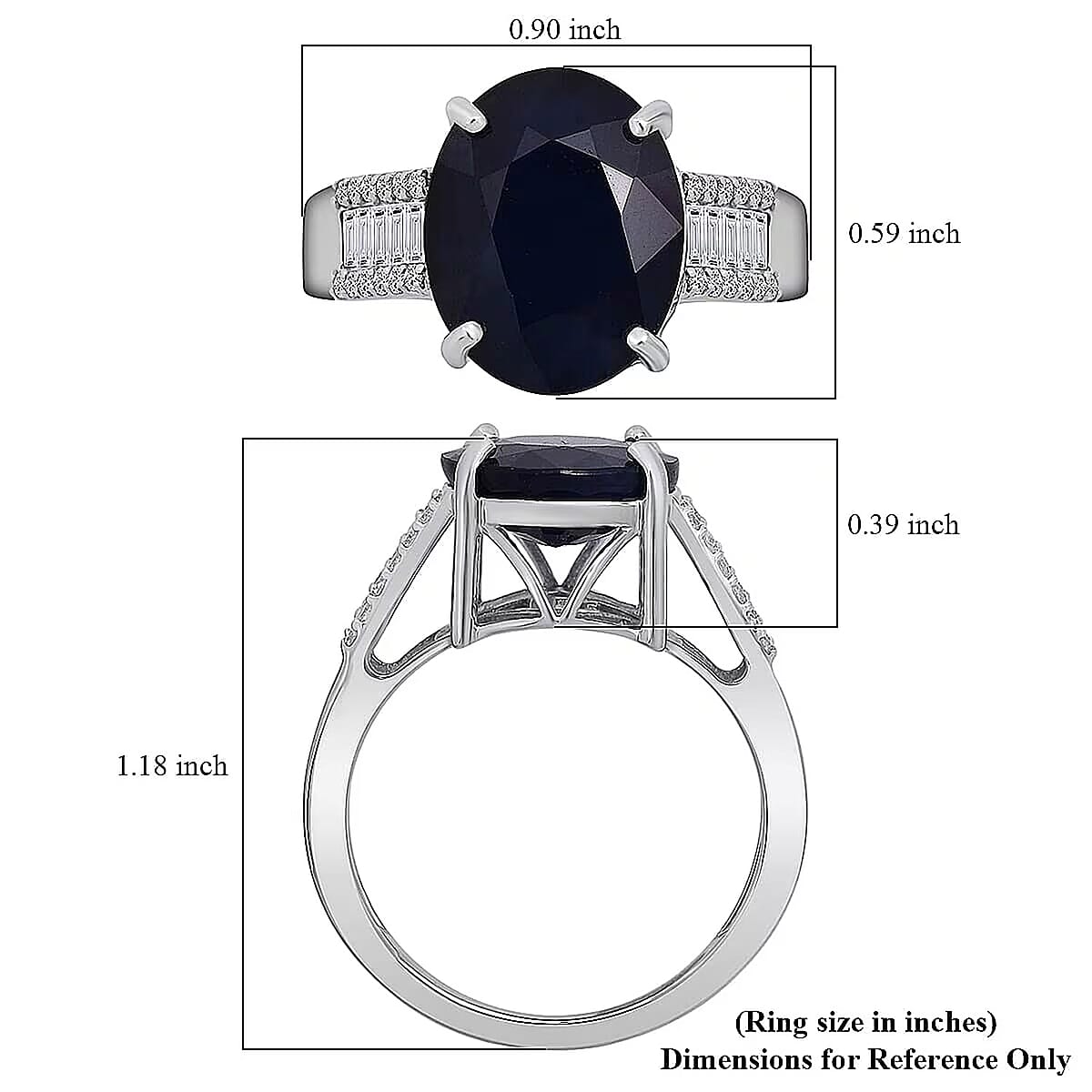 AAA Kanchanaburi Blue Sapphire (DF) and G-H SI Luxuriant Lab Grown Diamond 8.25 ctw Midnight Majesty Ring in 10K White Gold (Size 8.0)  image number 5