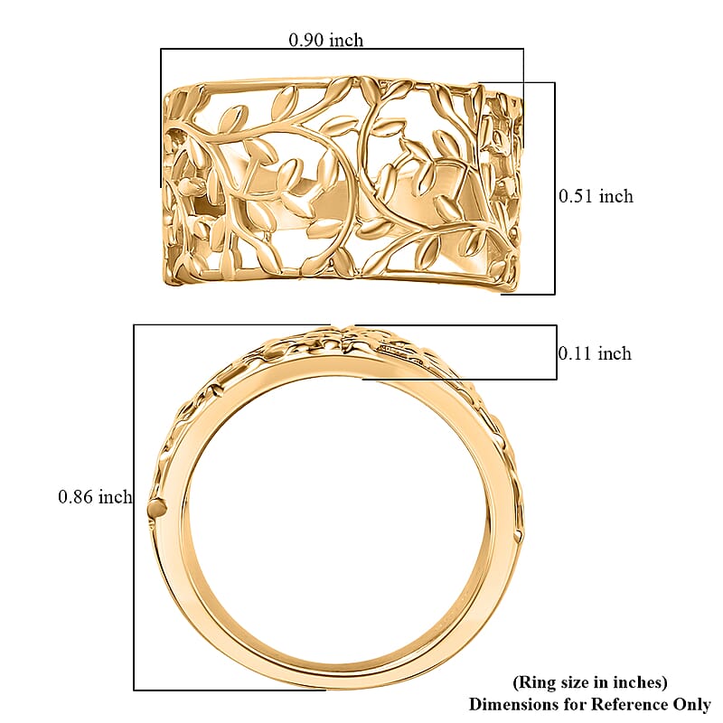 EverTrue Bronzella Collection Leaf Whisper Ring in 18K YG Plated Bronze (Size 10.0)