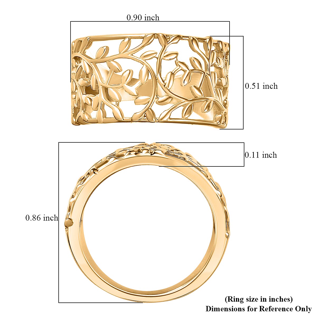 EverTrue Bronzella Collection Leaf Whisper Ring in 18K YG Plated Bronze (Size 7.0)