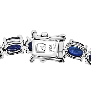 D'Joy Kanchanaburi Blue Sapphire (DF) 15.60 ctw Regal Symphony Bracelet in Rhodium Over Sterling Silver (6.50 In)