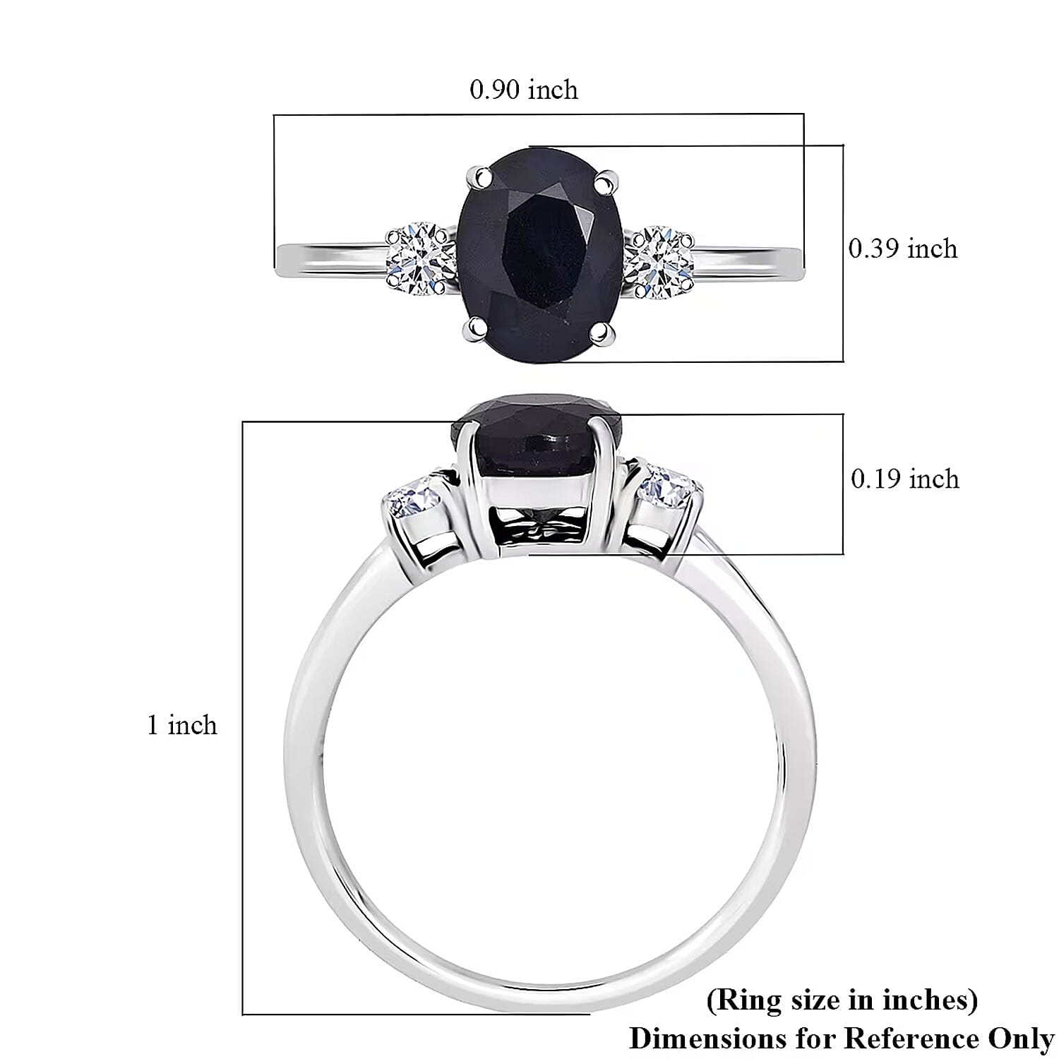 Kanchanaburi Blue Sapphire (DF) and G-H SI Luxuriant Lab Grown Diamond 2.50 ctw Timeless Grace Ring in Rhodium Over Sterling Silver (Size 10.0)