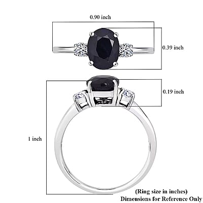 Kanchanaburi Blue Sapphire (DF) and G-H SI Luxuriant Lab Grown Diamond 2.50 ctw Timeless Grace Ring in Rhodium Over Sterling Silver (Size 10.0)