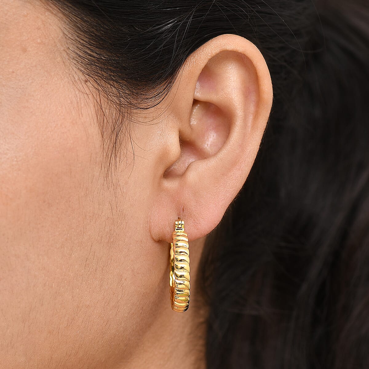 EverTrue Full Hoop Earrings 18K YG Plated Bronze image number 2