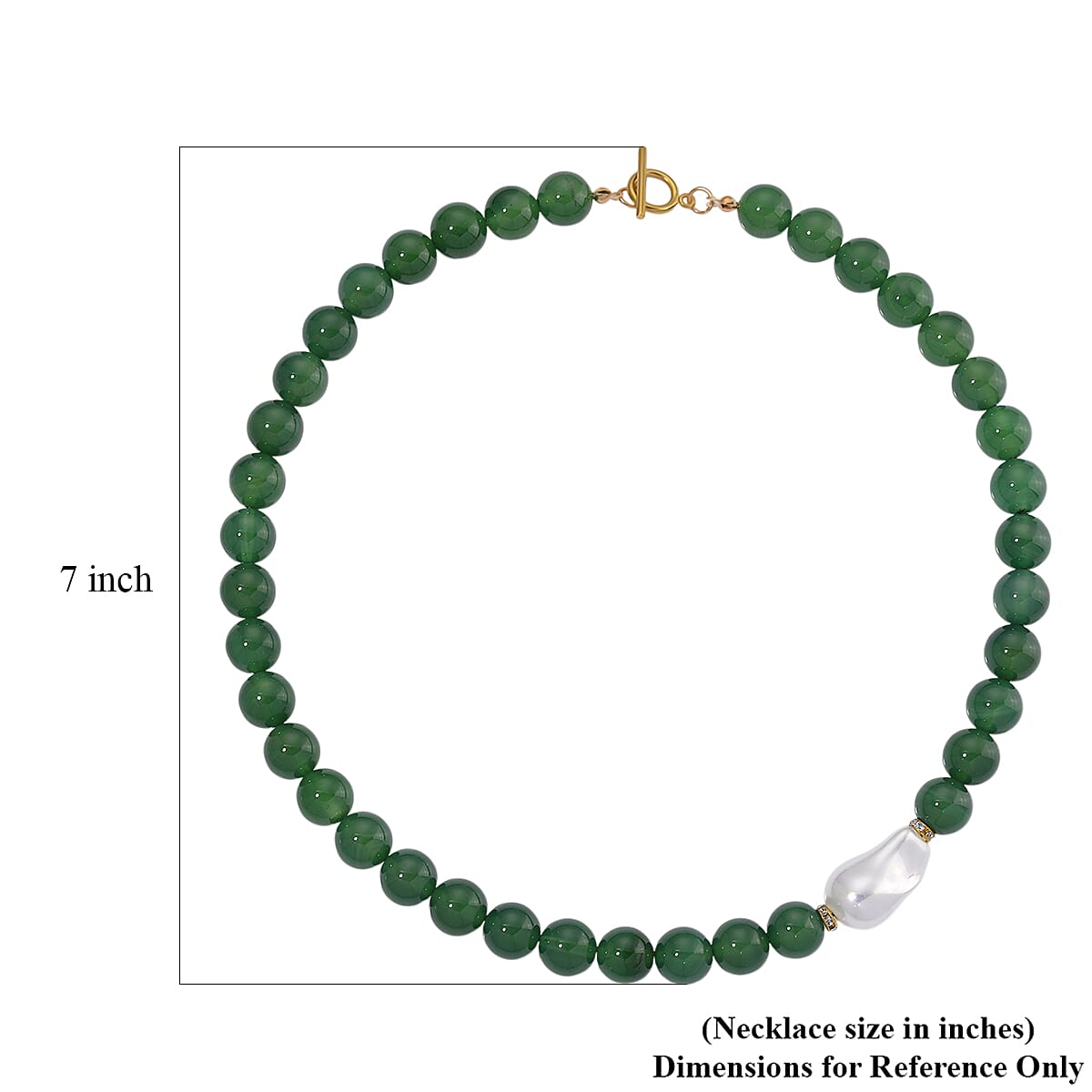 EverTrue Verde Onyx, Baroque White Shell Pearl and Simulated Diamond 405.00 ctw Necklace in ION Plated YG Stainless Steel 20 Inches image number 6