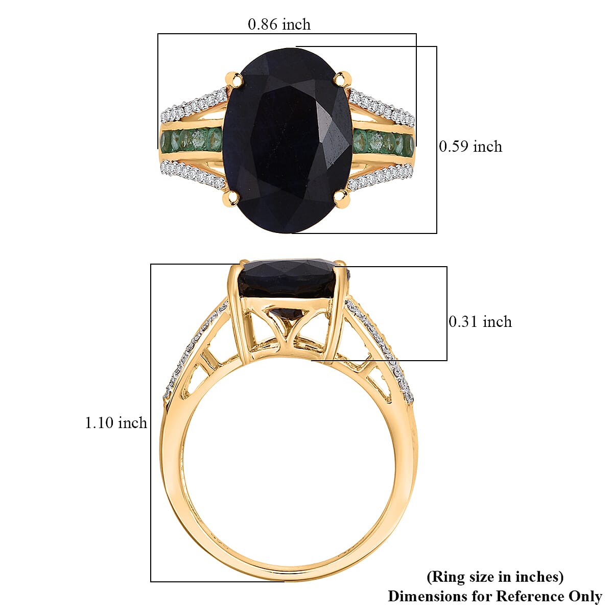 D'Joy Kanchanaburi Blue Sapphire (DF) and Multi Gemstone 7.00 ctw Royal Gleam Ring in 18K Vermeil Yellow Gold Over Sterling Silver (Size 10.0) image number 5