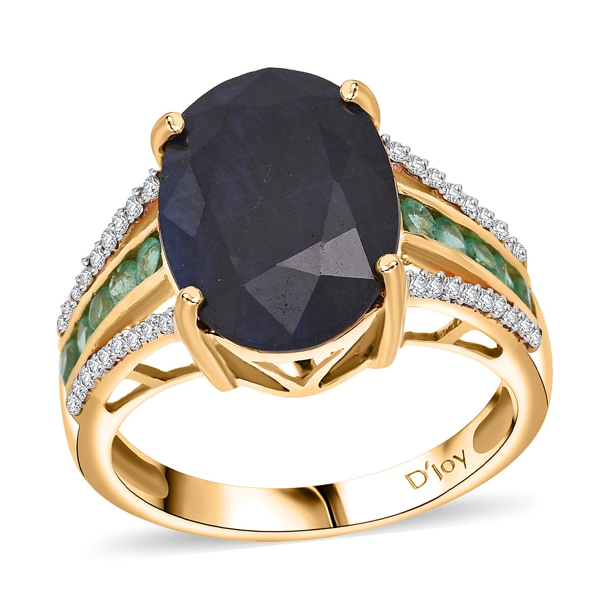 D'Joy Kanchanaburi Blue Sapphire (DF) and Multi Gemstone 7.00 ctw Royal Gleam Ring in 18K Vermeil Yellow Gold Over Sterling Silver (Size 6.0) image number 0