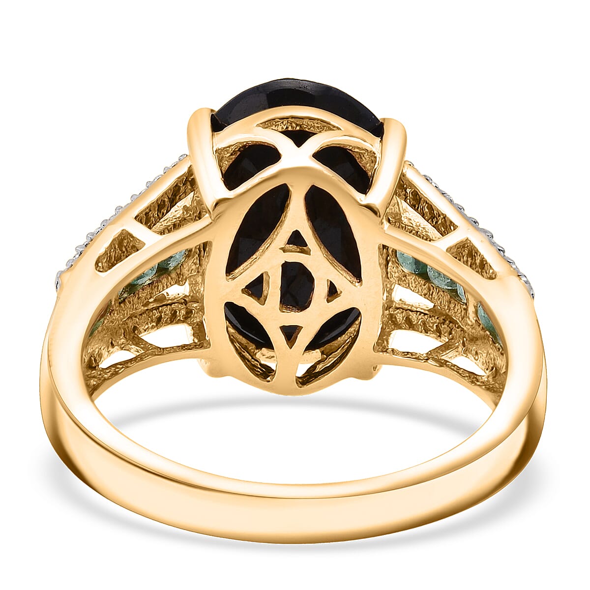 D'Joy Kanchanaburi Blue Sapphire (DF) and Multi Gemstone 7.00 ctw Royal Gleam Ring in 18K Vermeil Yellow Gold Over Sterling Silver (Size 6.0) image number 4