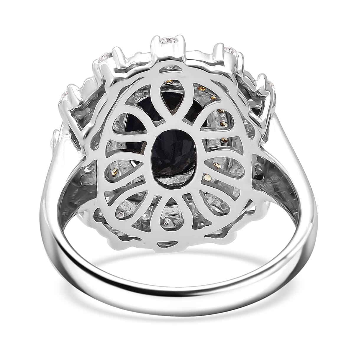 D'Joy Kanchanaburi Blue Sapphire (DF) and Multi Gemstone 4.25 ctw Regal Grace Ring in Rhodium Over Sterling Silver (Size 6.0) image number 4