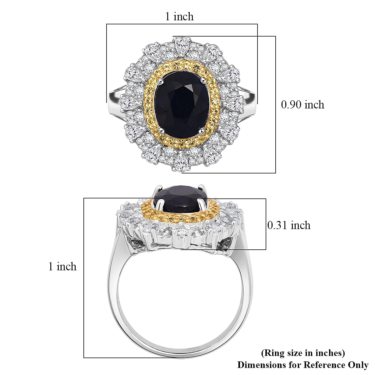 D'Joy Kanchanaburi Blue Sapphire (DF) and Multi Gemstone 4.25 ctw Regal Grace Ring in Rhodium Over Sterling Silver (Size 7.0) image number 5