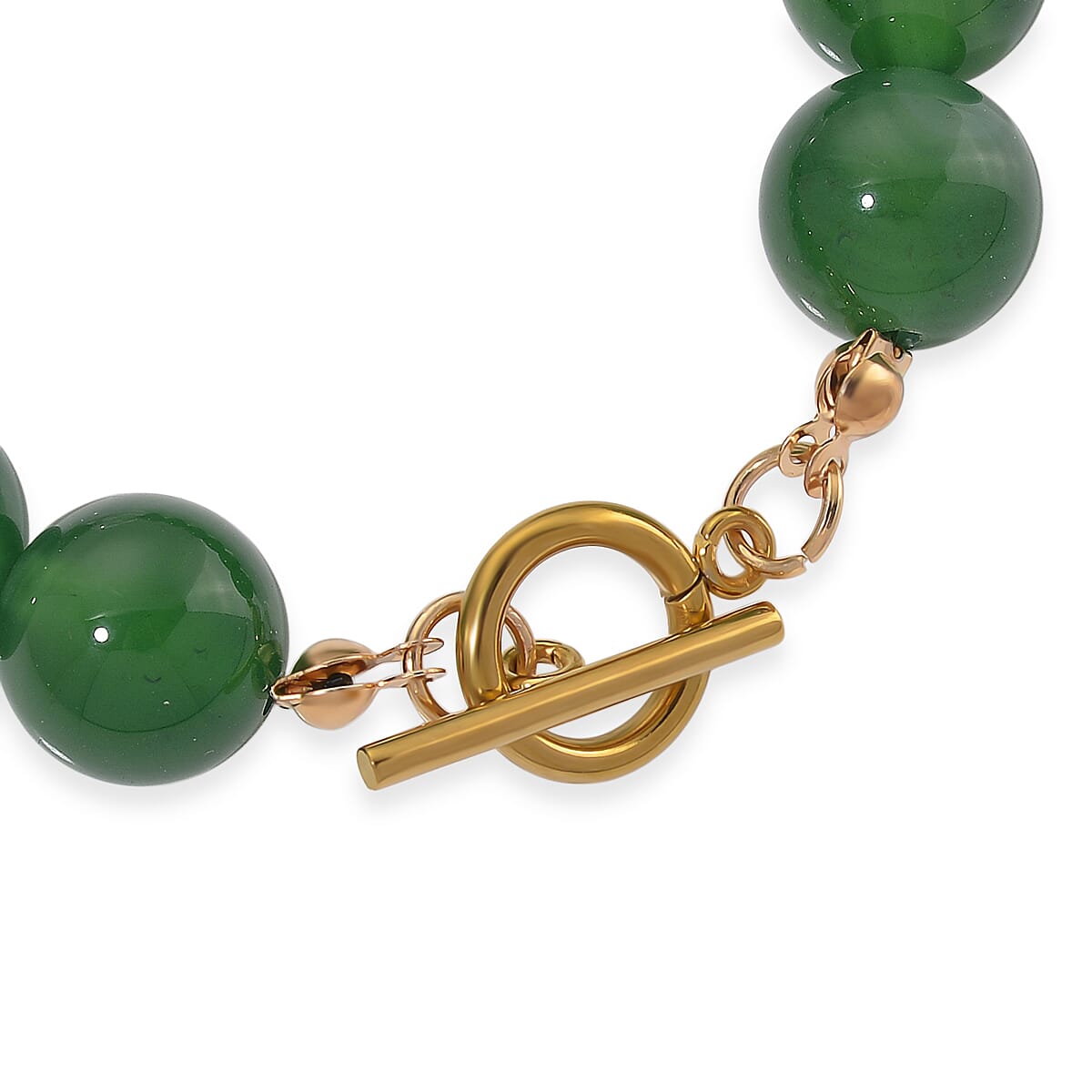 EverTrue Verde Onyx, Baroque White Shell Pearl and Simulated Diamond 135.00 ctw Bracelet in ION Plated YG Stainless Steel (8.00 In) image number 4