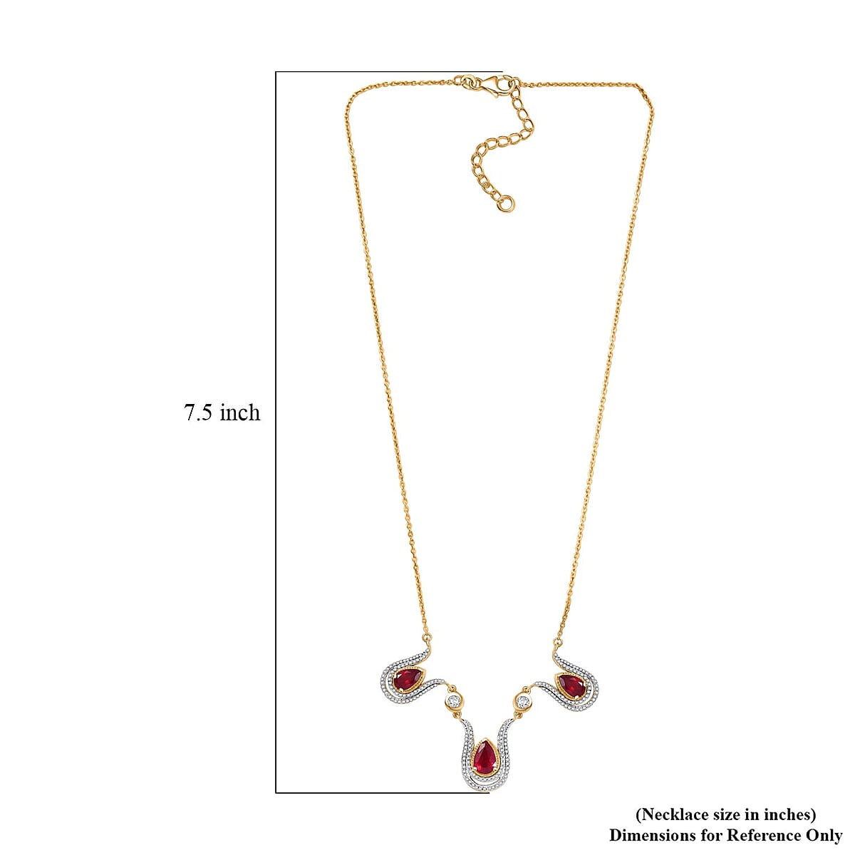 D'Joy Passport to Israel Niassa Ruby (FF) and White Zircon 5.80 ctw Necklace in 18K Vermeil Yellow Gold Over Sterling Silver 18 Inches image number 5