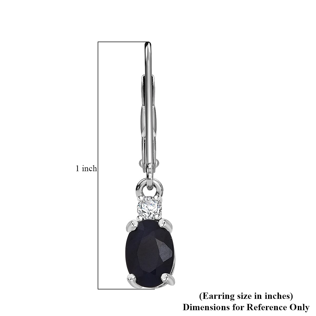 Kanchanaburi Blue Sapphire (DF) and Luxuriant Lab Grown Diamond G-H SI 2.20 ctw Timeless Grace Lever Back Earrings in Rhodium Over Sterling Silver