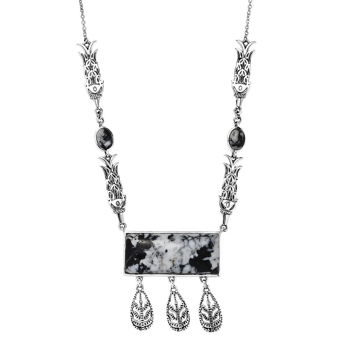 D'Joy Passport to Israel Artisan Crafted White Buffalo 42.50 ctw Necklace in Sterling Silver 18 Inches image number 0