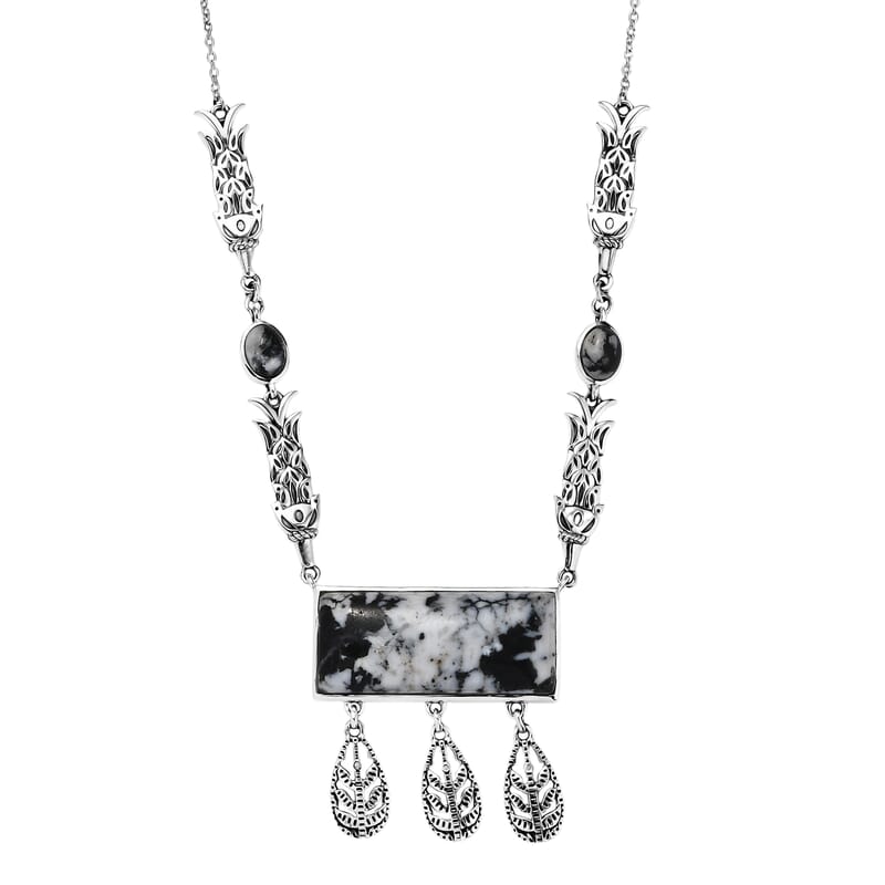 D'Joy Passport to Israel Artisan Crafted White Buffalo 42.50 ctw Necklace in Sterling Silver 18 Inches