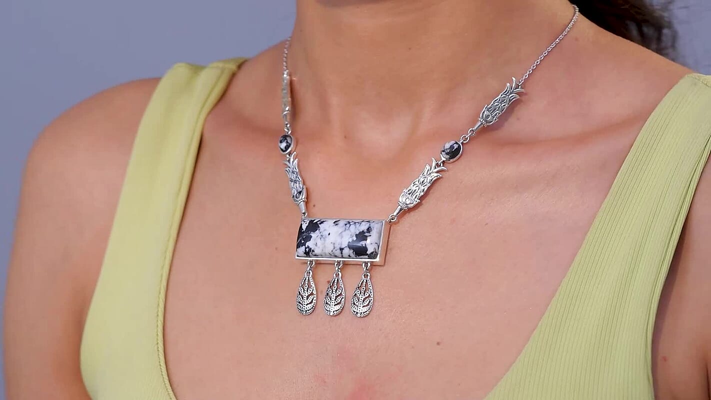 D'Joy Passport to Israel Artisan Crafted White Buffalo 42.50 ctw Necklace in Sterling Silver 18 Inches