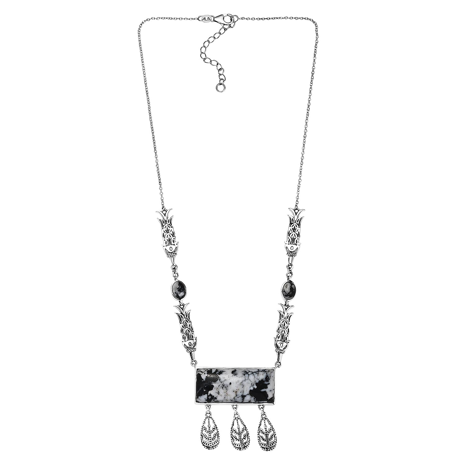 D'Joy Passport to Israel Artisan Crafted White Buffalo 42.50 ctw Necklace in Sterling Silver 18 Inches