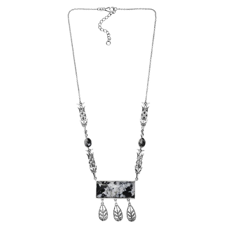D'Joy Passport to Israel Artisan Crafted White Buffalo 42.50 ctw Necklace in Sterling Silver 18 Inches