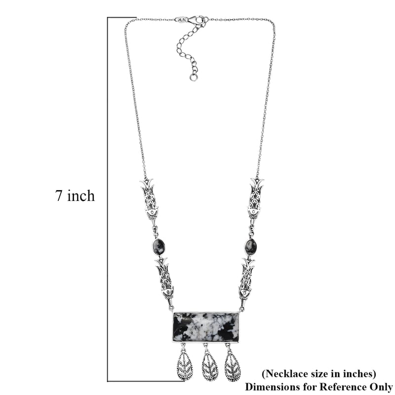 D'Joy Passport to Israel Artisan Crafted White Buffalo 42.50 ctw Necklace in Sterling Silver 18 Inches