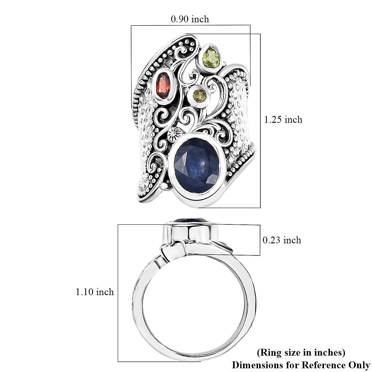 D'Joy Passport to Israel Artisan Crafted Masoala Sapphire (DF) and Multi Gemstone 4.50 ctw Ring in Sterling Silver (Size 10.0)  image number 5
