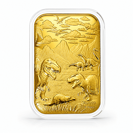 24K Gold Jurassic Legacy - Age of Dinosaurs Embossed Sheet (31x45.5mm) 10mg - Product card gallery slide 1 (10178271117625)