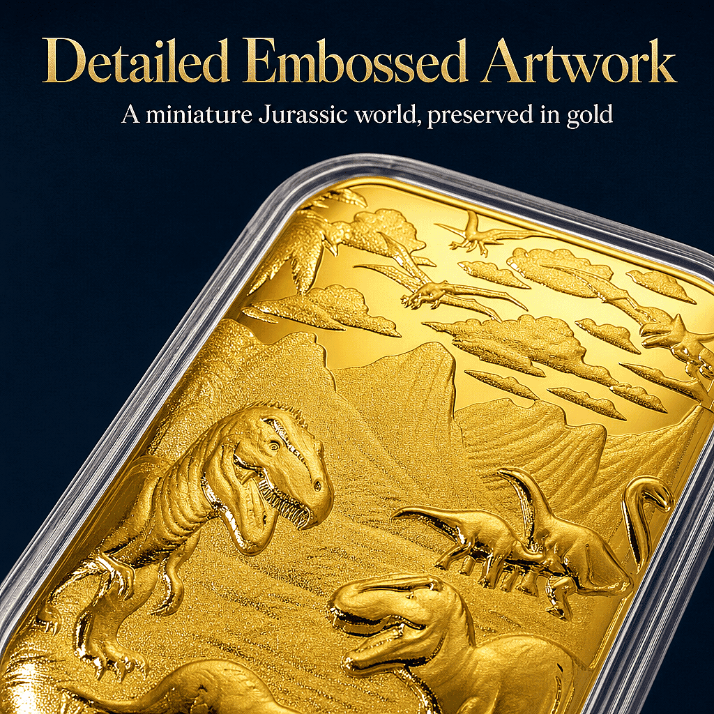 Dinosaurs 24k Gold Embossed Sheet 10mg (Custom Light Display Box Free with Purchase)