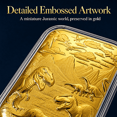 24K Gold Jurassic Legacy - Age of Dinosaurs Embossed Sheet (31x45.5mm) 10mg - Product card gallery slide 4 (10178271117625)