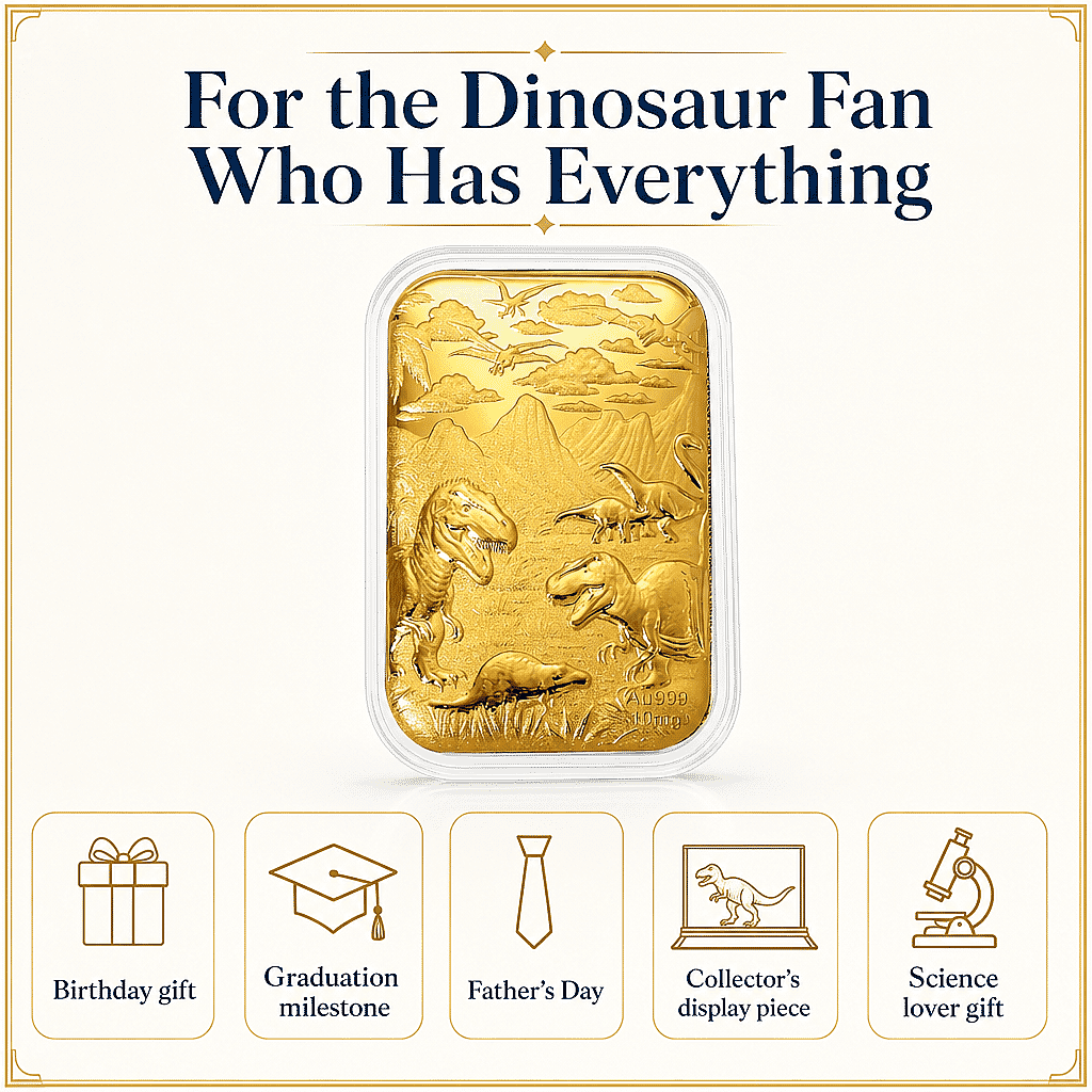 Dinosaurs 24k Gold Embossed Sheet 10mg (Custom Light Display Box Free with Purchase)