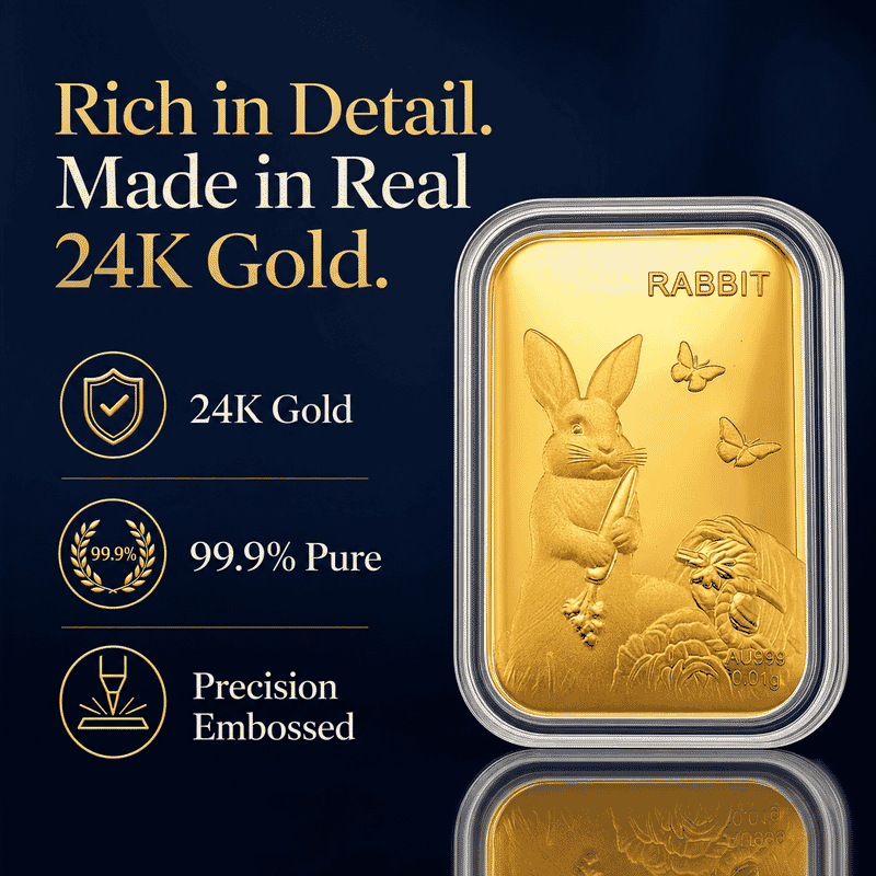 Lunar Rabbit 24k Gold Embossed Sheet 10mg