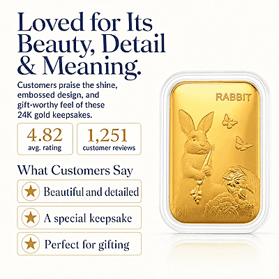 Lunar Rabbit 24k Gold Embossed Sheet 10mg