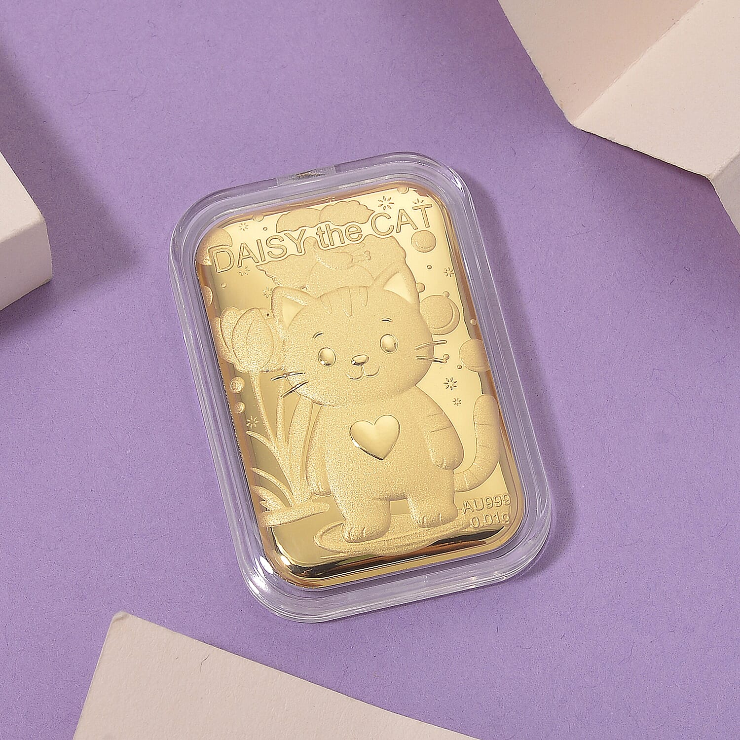 24K Yellow Golden Blossom Kitty Emboss Sheet 10mg