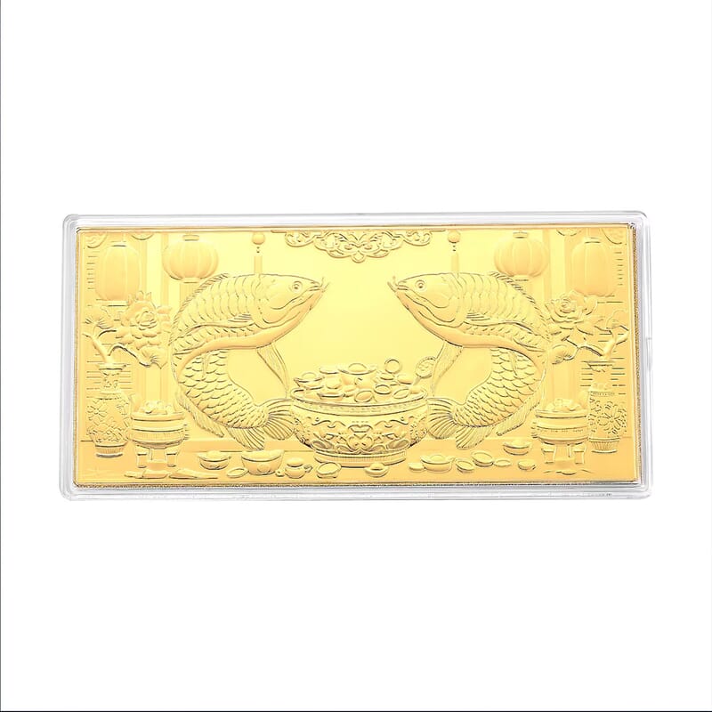 24K Gold Twin Koi – Symbol of Wealth & Prosperity Embossed Sheet 155x75mm (100mg)