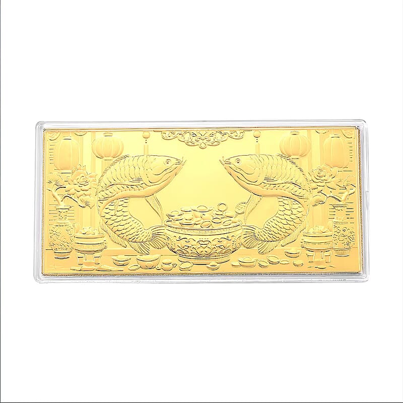 24K Gold Twin Koi – Symbol of Wealth & Prosperity Embossed Sheet 155x75mm (100mg)