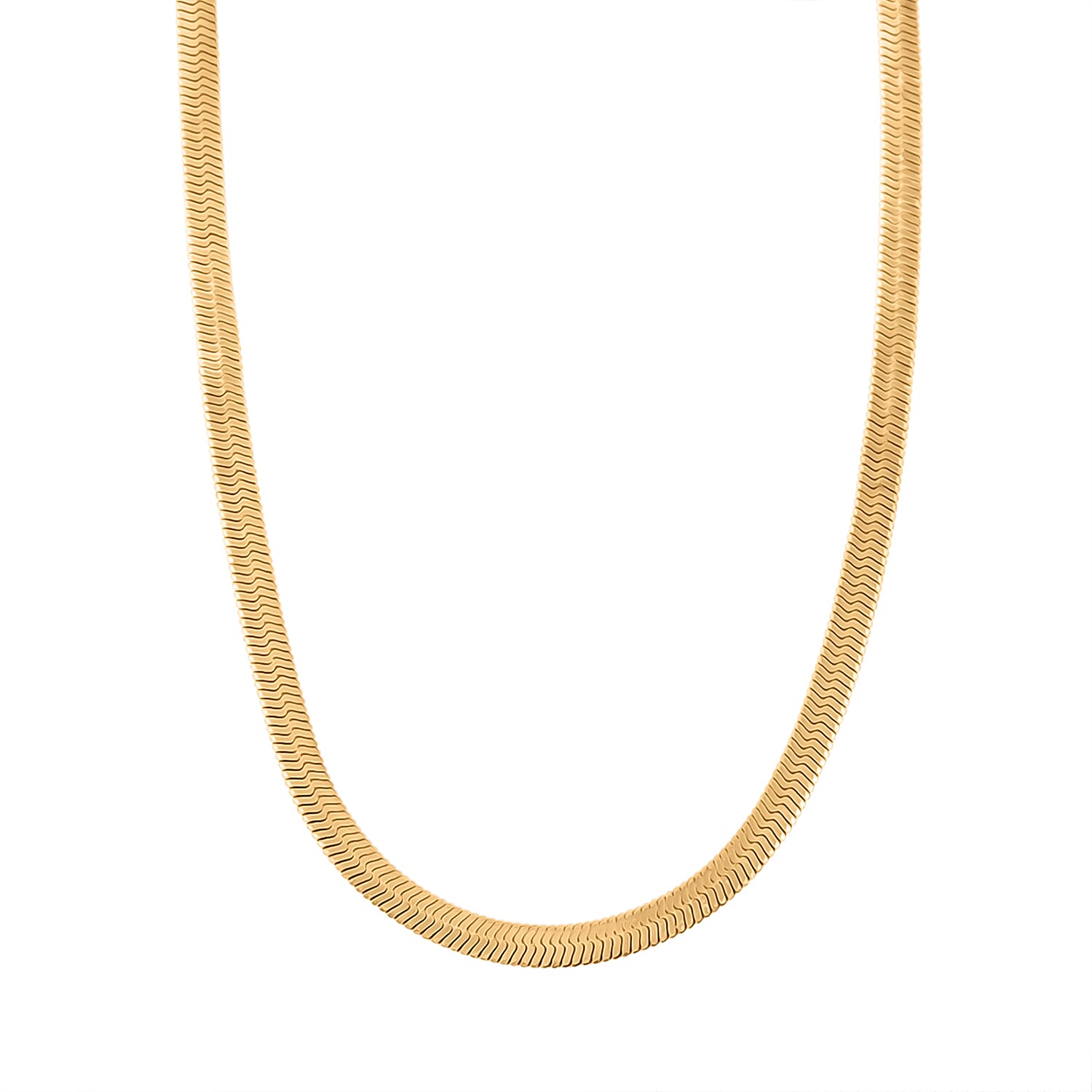 Herringbone Chain Necklace in ION Plated YG and Stainless Steel 20-22 Inches