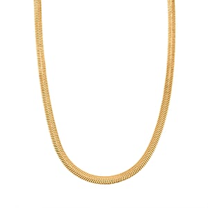Herringbone Chain Necklace in ION Plated YG and Stainless Steel 20-22 Inches