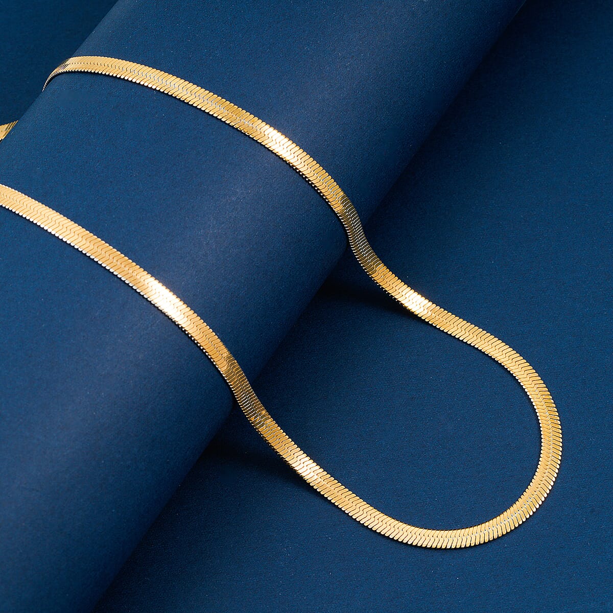 Herringbone Chain Necklace in ION Plated YG and Stainless Steel 20-22 Inches image number 1