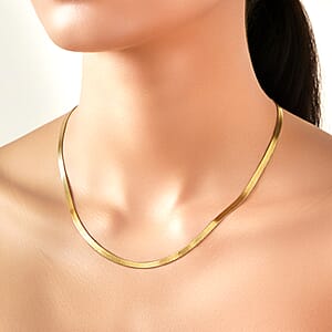 Herringbone Chain Necklace in ION Plated YG and Stainless Steel 20-22 Inches
