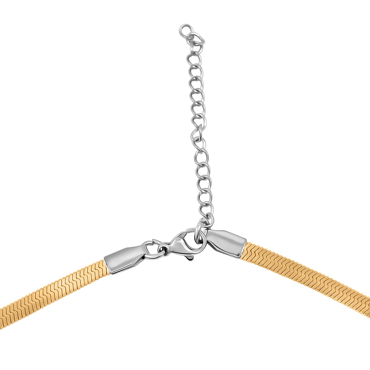 Herringbone Chain Necklace in ION Plated YG and Stainless Steel 20-22 Inches image number 3