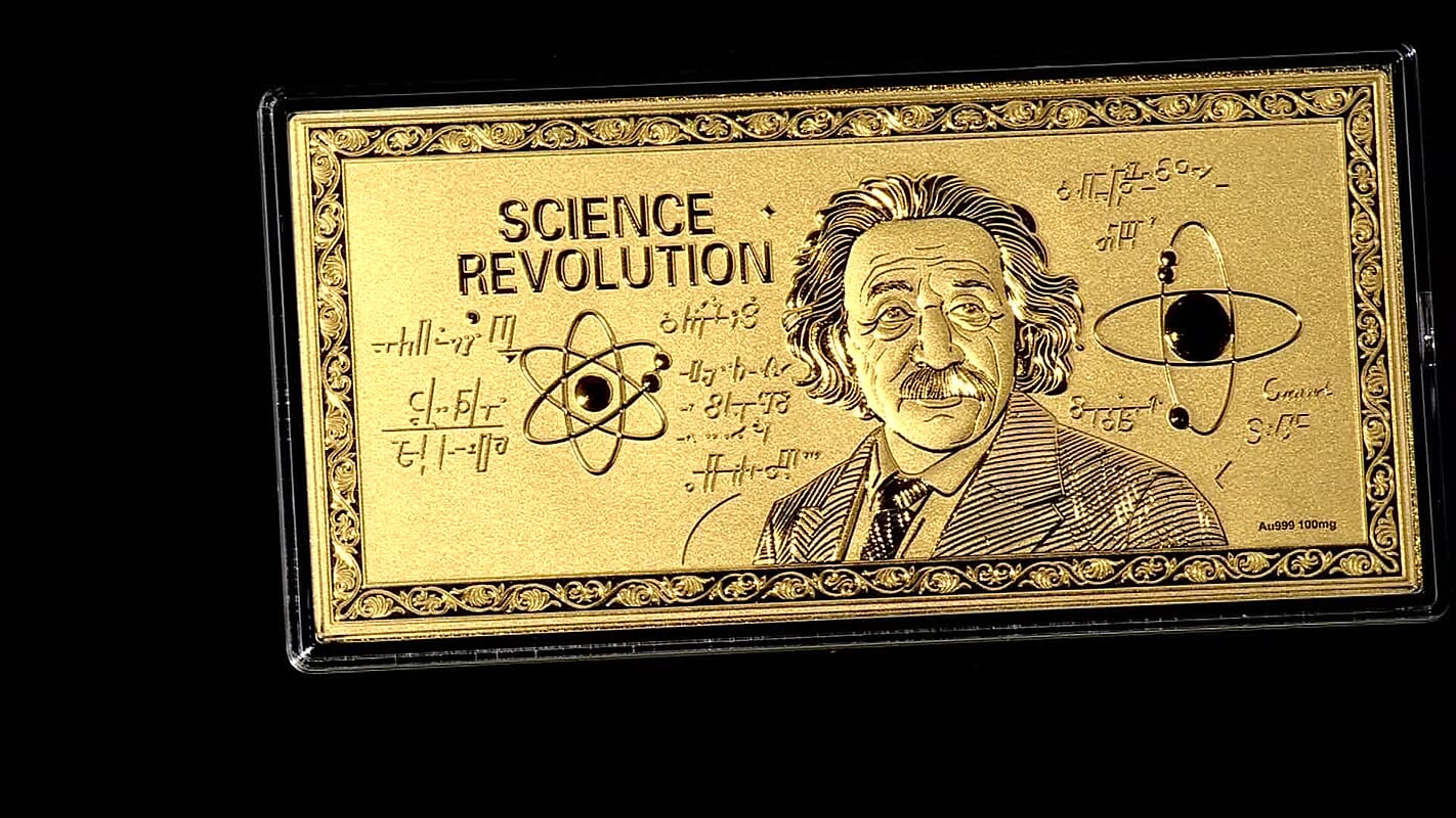 24K Gold Scientific Revolution Tribute – Spirit of Scientific Discovery Embossed Sheet (155x75mm) 100mg