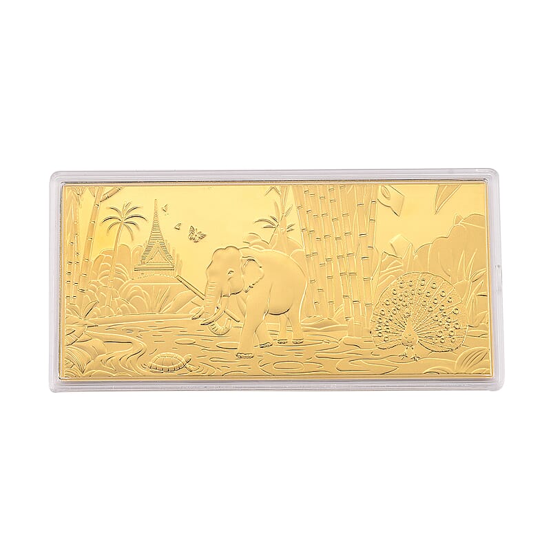 24K Yellow Gold Elephant Emboss Sheet 155x75mm (100mg)