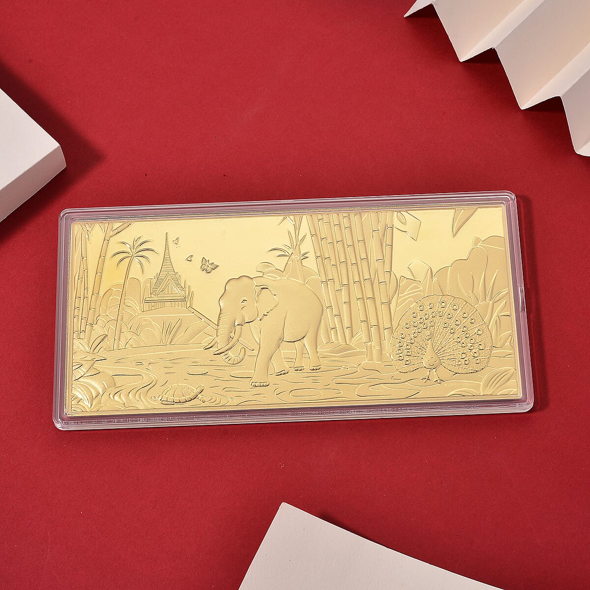 Doorbuster 24K Yellow Gold Elephant Emboss Sheet 155x75mm (100mg) image number 1