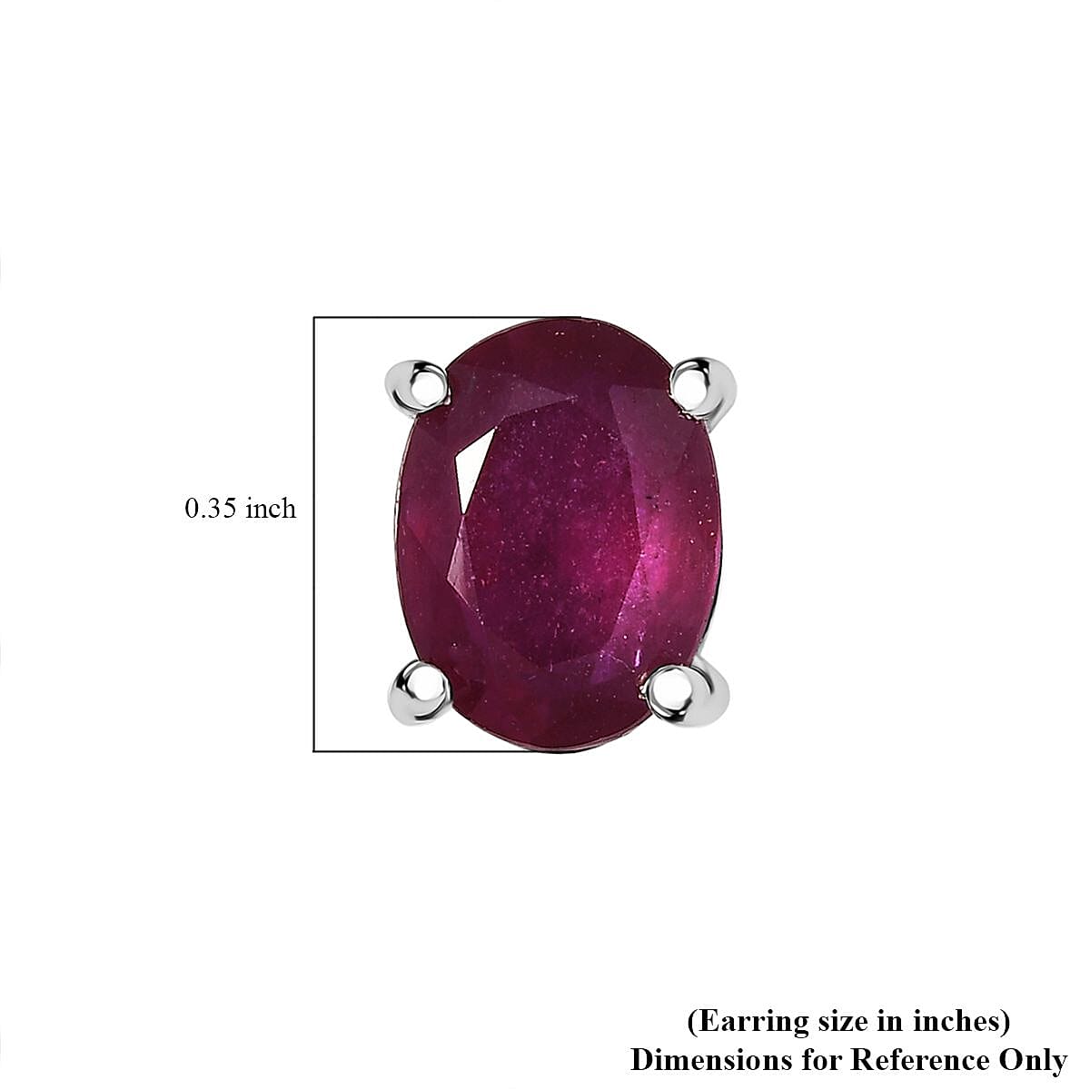 Doorbuster D'Joy Niassa Ruby (FF) Stud Earrings in Rhodium Over Sterling Silver 3.25 ctw image number 5