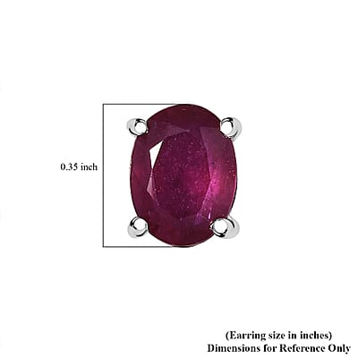 D'Joy Niassa Ruby (FF) 3.60 ctw Solitaire Stud Earrings in Rhodium Over Sterling Silver