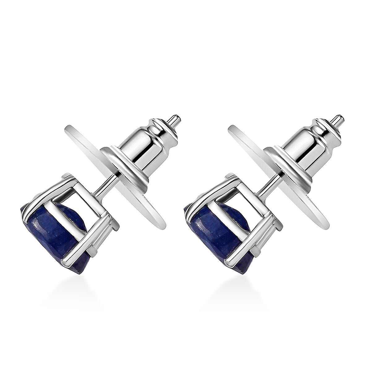 Doorbuster D'Joy Masoala Sapphire (D) 3.85 ctw Solitaire Stud Earrings in Rhodium Over Sterling Silver image number 3