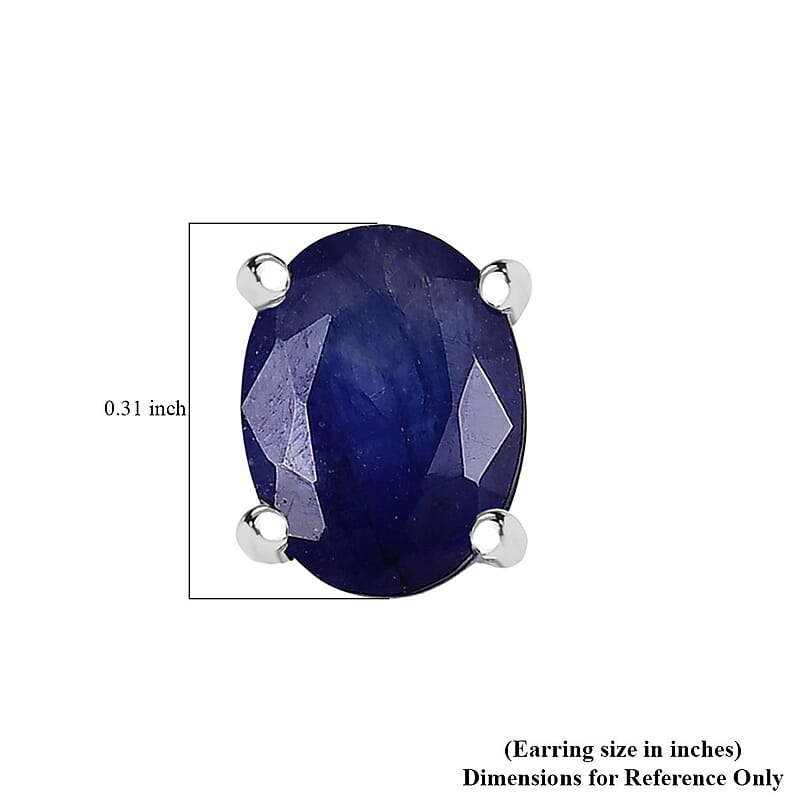 D'Joy Masoala Sapphire (D) 3.85 ctw Solitaire Stud Earrings in Rhodium Over Sterling Silver