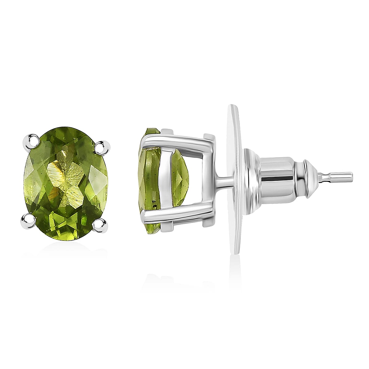Doorbuster D'Joy Hebei Peridot 2.75 ctw Solitaire Stud Earrings in Rhodium Over Sterling Silver image number 0