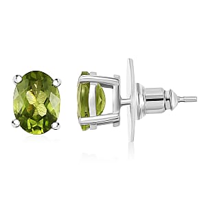 Doorbuster D'Joy Hebei Peridot 2.75 ctw Solitaire Stud Earrings in Rhodium Over Sterling Silver